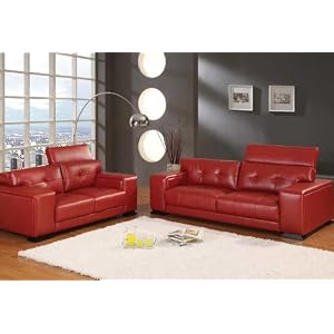 New 2Pc Contemporary Modern Leather Sofa Set #AC-MALIBU
