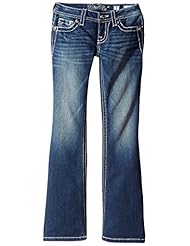 Apparel: Miss Me Big Girls Dark Wash Bootcut Jeans, 12 - Miss Me Girls 7-16 Child Code