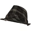 Check Plaid Wool Stingy Brim Fedora Trilby Hat Black Large Extra Large