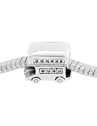 Sterling Silver Three Dimensional London Doubledecker Bus Travel European Bead