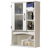 Ameriwood WC2010W Wall Bath Cabinet with Fluted Glass