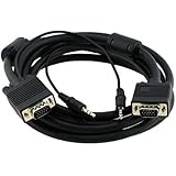 PTC 10 ft Premium VGA / SVGA / UXGA Monitor or Projector w/ AUDIO Cable - UL Listed Double Shielded Coaxial Type to Support Extra High Video Resolution - LIFETIME Warranty applies to purchases from TheSmartDigital only