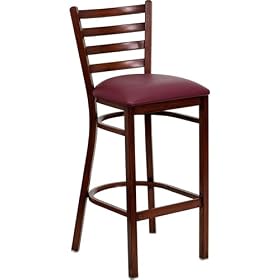 Flash Furniture HERCULES Series Mahogany Ladder Back Metal Restaurant Bar Stool with... by Flash