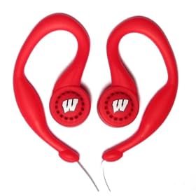 Koss SportClip Earphones with Wind Up Storage Case - University of Wisconsin Logo by 