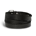 ManoaShark Herren Lederarmband Achilleus Surfer Leder Armband Wickelarmband Schwarz
