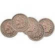 US Indian Head Penny Set (5 Pennies) Authentic Coins are Encased in Acrylic