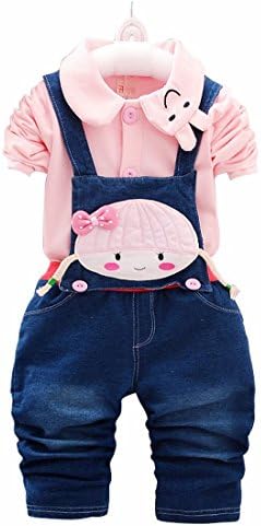 EFZQ Baby and Little Girls T-Shirt and Rompers Pants Overalls 2-Piece Set Pink£¨girl) XL/100(Advice 2-3 years)