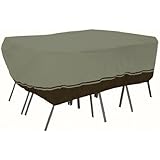 Classic Accessories Villa 55-029-033801-EC Rectangular/Oval Table and Chair Set Cover, Medium, Birch with Walnut Accent