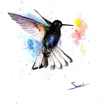 Velvet Purple Coronet Hummingbird Watercolor Print