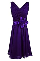 Modest V-neck Natural   Waistline Chiffon Sleeveless Bridesmaid Dress/Pageant Dress 