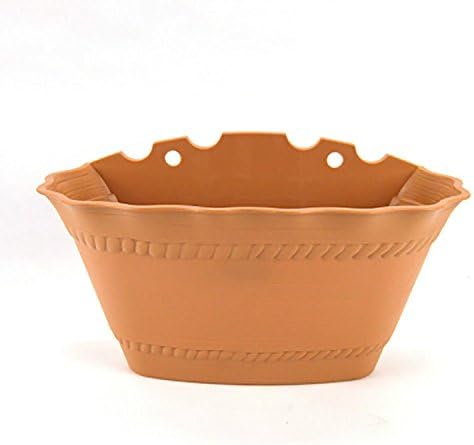 Small Brown Roman Pastoral Style Deluxe Plastic Vertical Wall Mounted Hanging Planter with One Hook