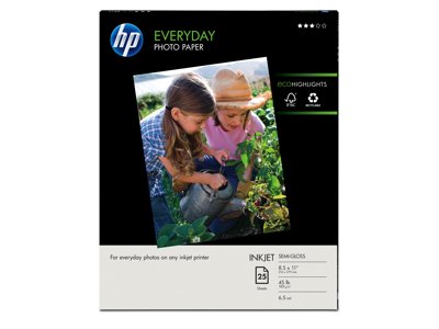 New Hewlett Packard Everyday Semi-Gloss Photo Paper Letter 25 Pcs.Case Pack Qty 5