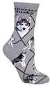 Siberian Husky (Gray) Adult Cotton Puppy Dog Socks by WHD
