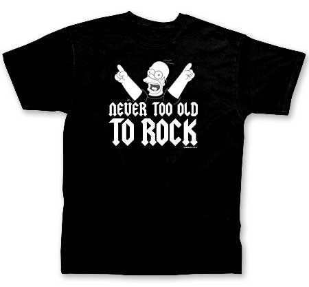 Simpsons Too Old To Rock Homer Mens T-Shirt Large 