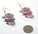 Large & Sexy True To My Love Rose Skull Tear Drop Charm Hook Earrings