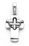 14k White Gold Fancy Cross Pendant