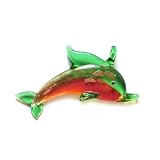 Green and Orange Dolphin Glass Foil Pendant with Organza Choker
