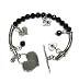 An amazing Silver Bracelet set with onyx semi precious stones and heart shape silver t bar