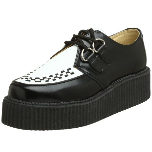 T.U.K. D-ring Interlace Creeper,Black/White,Mens 8 M/Womens 10 M