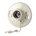 Leviton 011-29816-00C Porcelain Lampholder with Pull Chain Switch, Light Bulb Fixture, White