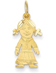 14K Yellow Gold Girl Charm Pendant 24mmx11mm