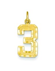 14K Gold Medium Number 3 Charm Pendant FindingKing