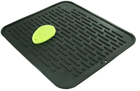 2 Pack - Silicone Extra Large Dish Drying Mat BONUS Scrub Brush - Hygienic, Antibacterial - Wide Ridges Design - Easy To Clean With A Wipe - Dishwasher Safe - Heat Resistant - 17.8 x 15.8'
