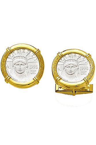 14k Gold Cufflinks with Platinum Coin