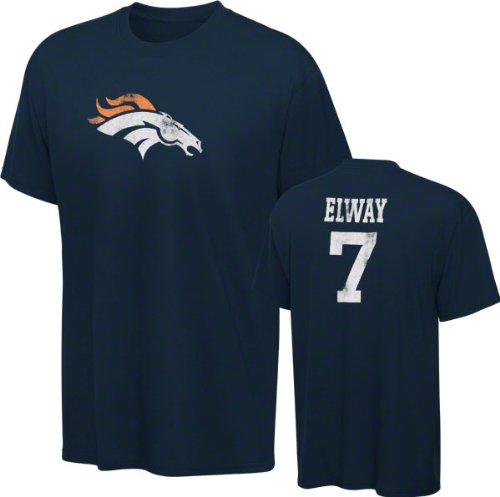 Denver Broncos Youth Navy Reebok John Elway Name & Number T-Shirt