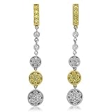 18k Gold White and Yellow Diamond Circle Drop Earrings (GH, SI, 1.13 carat)