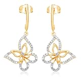 10k Yellow Gold Diamond Butterfly Earrings (1/10 cttw, I-J Color, I2-I3 Clarity)