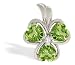 14K White Gold Genuine Heart Peridot and Diamond Irish Shamrock Pendant