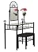 Black Metal Bedroom Vanity with Glass Table & Bench Set
