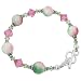 SCBR020 Sterling Silver Pink and Green Jade Crystal Bracelet 7.5 inch Made with Swarovski Elements
