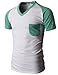 H2H Men's Basic Raglan T-shirts with V-neck Short Sleeve