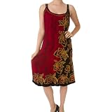 Batik Print Embroidered Sleeveless Smocked Spaghetti Straps Short Dress