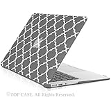 TopCase Quatrefoil / Moroccan Trellis Gray Ultra Slim Light Weight Rubberized Hard Case Cover for Macbook Air 13" Model: A1369 and A1466