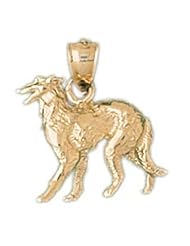 Dazzlers Solid 14 karats Gold Borzoi Dog Charm Pendant available in three colors from jewelsberry (weights: 3.6 grams only)