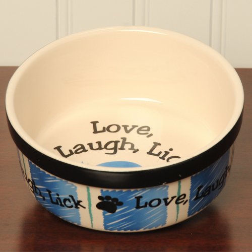 Tumbleweed Pottery ‘Love, Laugh, Lick’ Ceramic Pet Feeding and Water Bowl