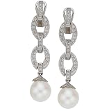 South Sea Pearl and 1/2 ct. Diamond Drop Earrings in 14K White Gold