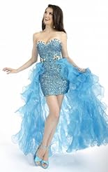 Sexy Chiffon/Taffeta/Tulle Knee Length Mermaid Applique Beaded Crystals Lace Crystal Prom Dress 