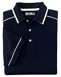 Sport-Tek Pima-Tek Sport Shirt with Contrast Piping, L, Classic Navy/White