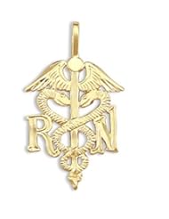 RN Medical Caduceus Charm 14k Yellow Gold Pendant
