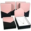 2 Pink & Black Magnetic Lid Necklace Pendant Gift Box Displays