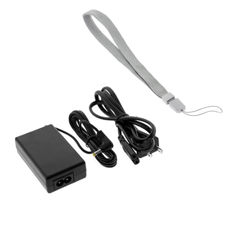 GTMax Home Travel Wall AC Charger Power Adapter + Gray Hand Wrist Strap for Sony PlayStation Portable PSP, PSP 3000 /2000 , PSP 2000 Slim Lite