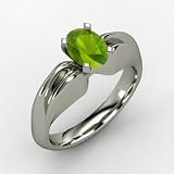 Oval Peridot Ring in 14K White Gold