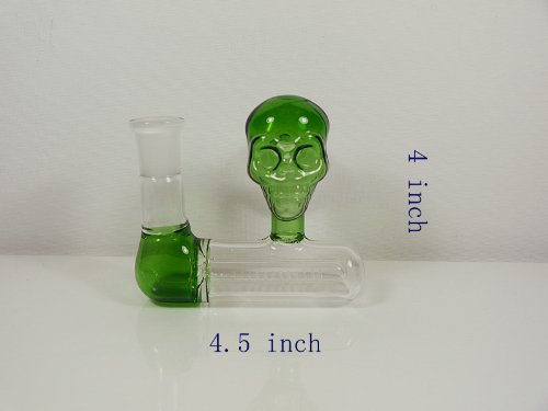 Green 18mm in and Out Inline Glass Ash Catcher Beautiful Unique Artwork Skull Sharp Design On Sale