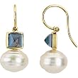 14K Yellow Gold Paspaley South Sea Cultured Fine Circle Pearl and London Blue Topaz Earrings - 12.00mm