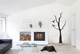 BIRDS IN A TREE WALL DECAL 100CM X 50CM, FLOW FROM LEFT TO RIGHT, CHOCOLATE BROWN
