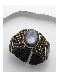 Cotton Waxed Thread Agate Bracelet In Brass